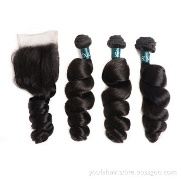 Top Quality No Tangle No Shedding Unprocessed Loose Wave Human Hair Bundles Brazilian Virgin Hair Extensions